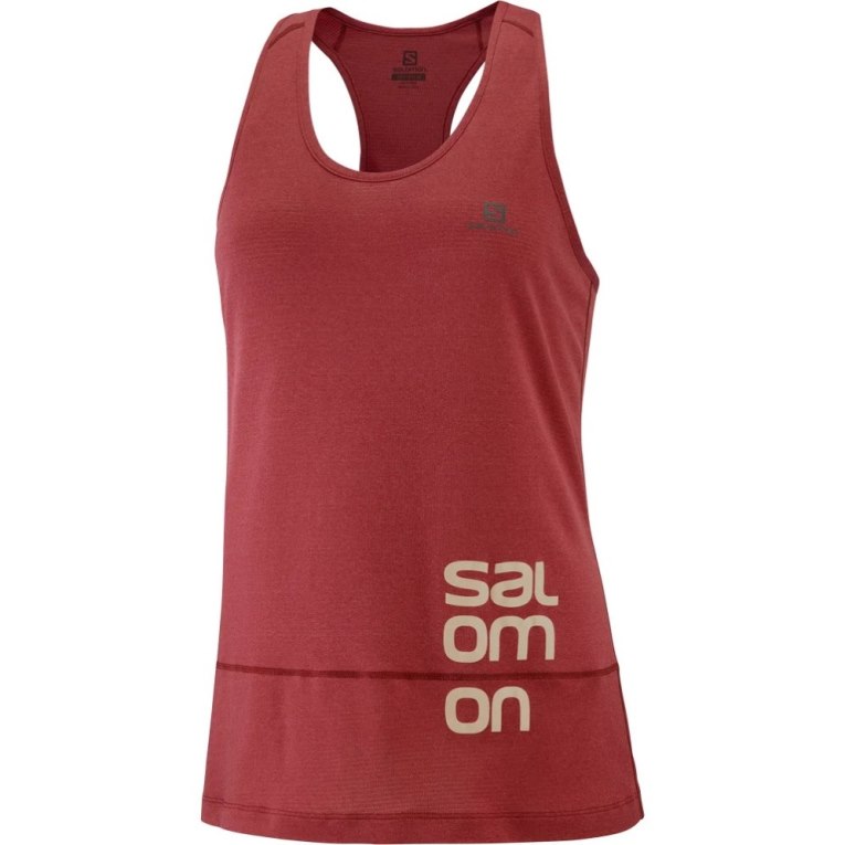 Red Salomon Cross Run Graphic Women's Tanks | PH 38274A